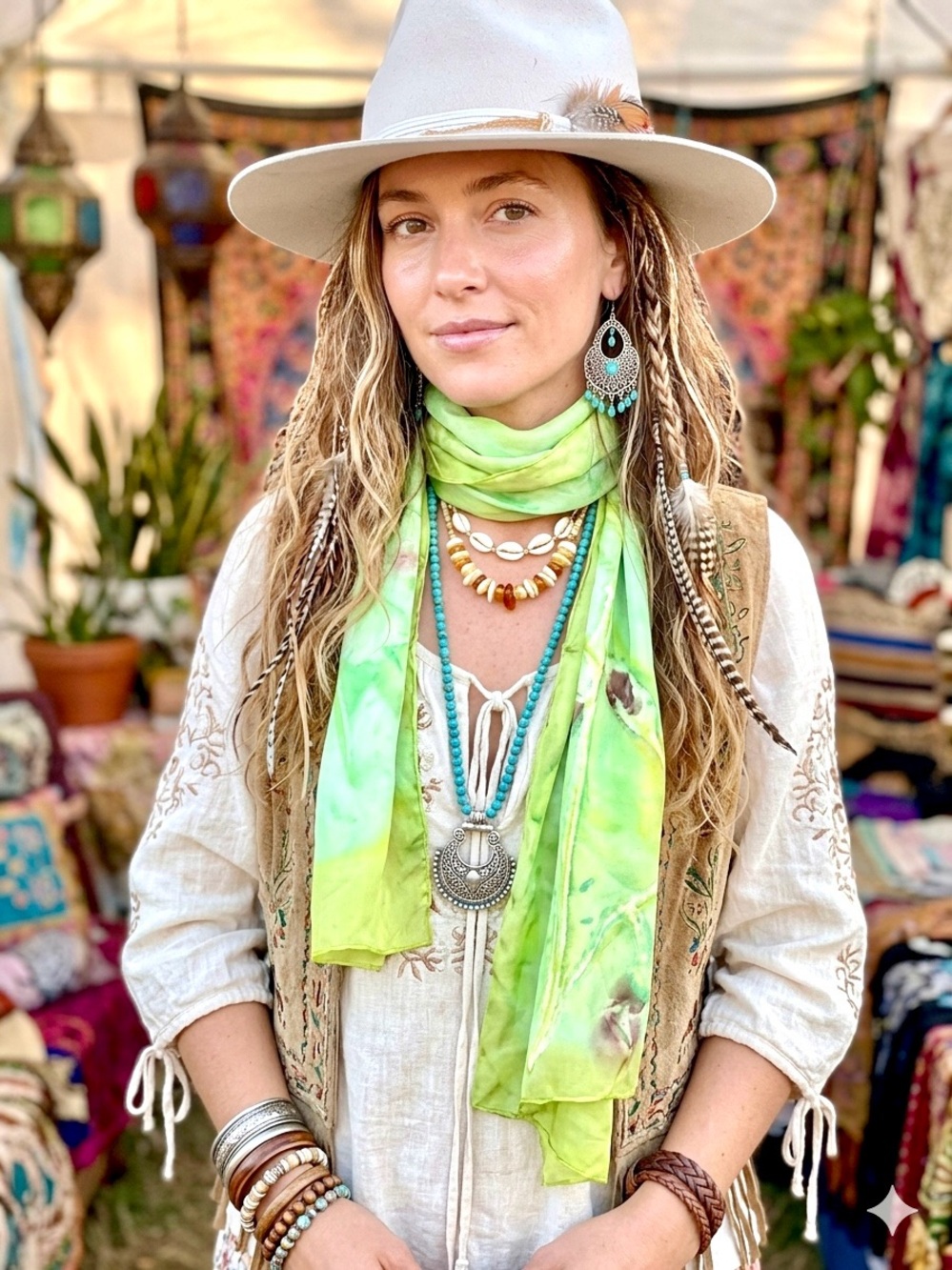 SILK Citrus dream Artisan watercolour floral boho scarf/wrap resort vacay vibe